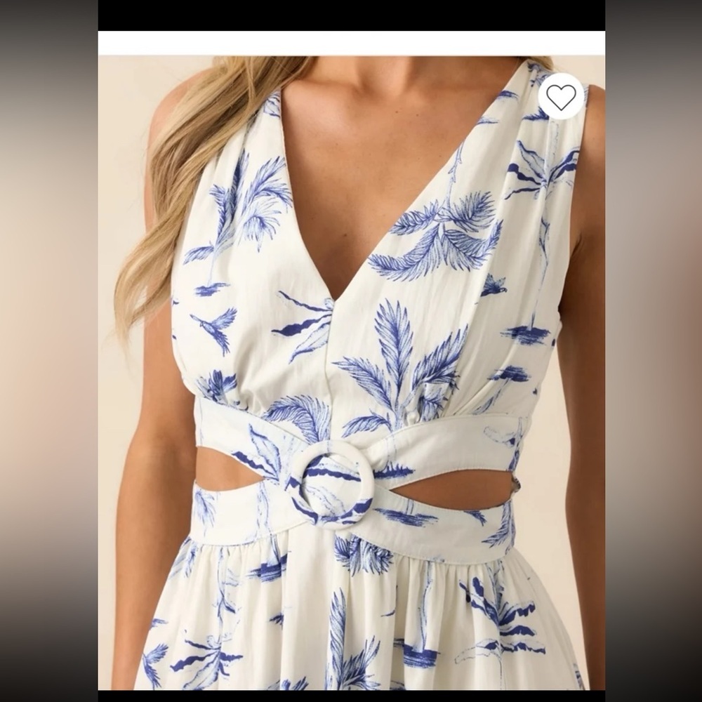 NWT Dress Forum CALLIE BLUE PALM TREE PRINT COTTON CUT-OUT MAXI DRESS
sz Large - Picture 4 of 12